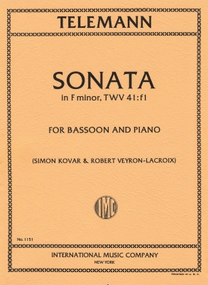International Music Company - Sonate en famineur Telemann, Kovar, Veyron-Lacroix Basson et piano Partition individuelle
