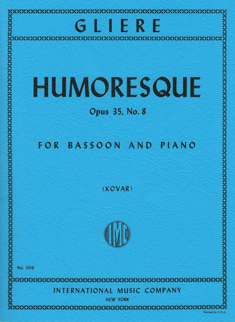 Humoresque, Opus 35, No. 8 - Gliere/Kovar - Bassoon/Piano - Sheet Music