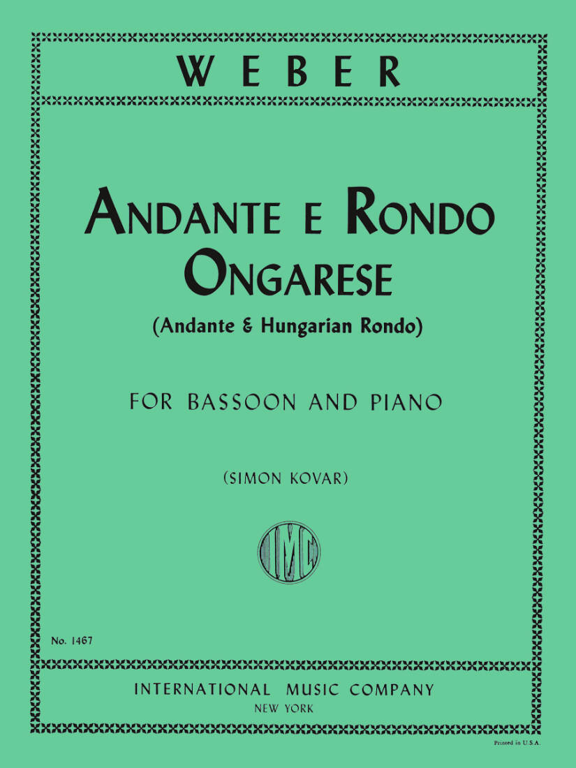 Andante & Rondo Ongarese, Opus 35 - Weber/Kovar - Bassoon/Piano- Sheet Music