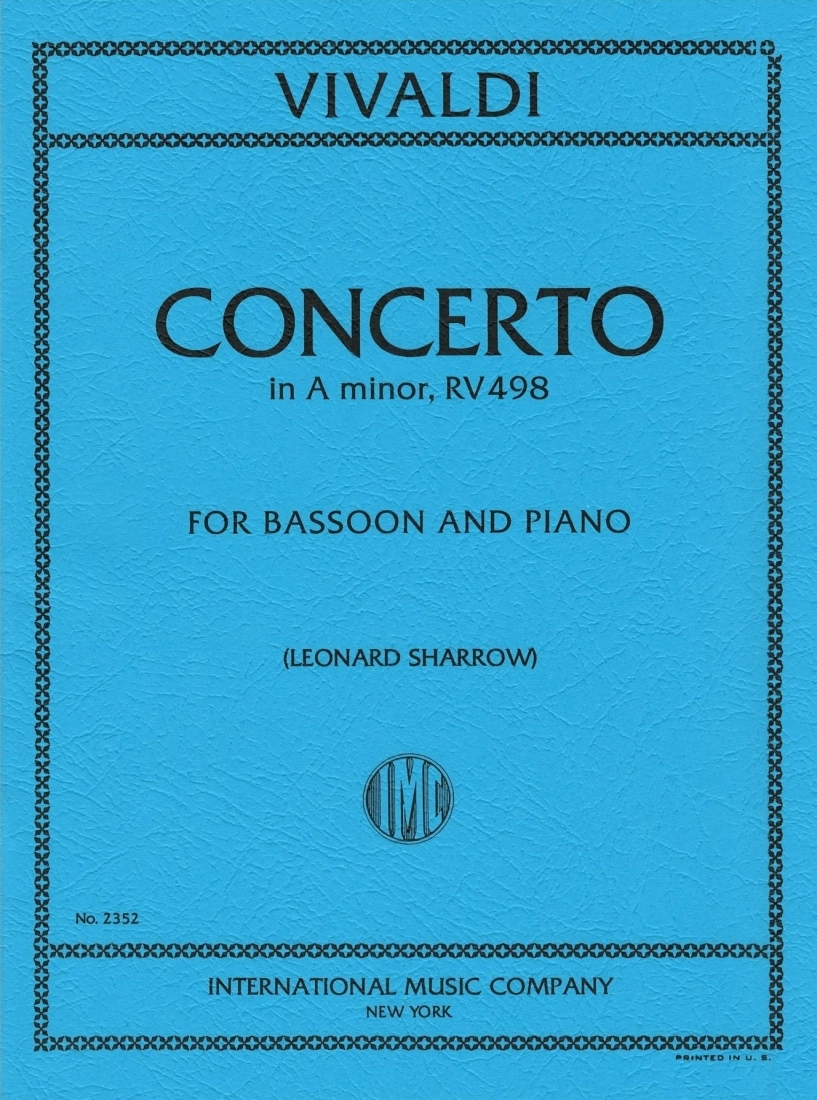 Concerto in A minor, RV 498 - Vivaldi/Sharrow - Bassoon/Piano - Sheet Music