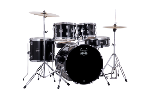 Comet 5-Piece Drum Kit (20,10,12,14,SD) with Cymbals and Hardware - Dark Black