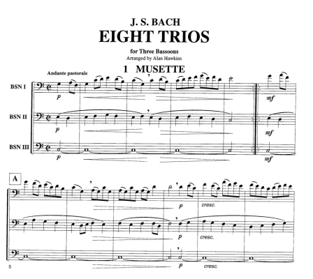 Eight Trios - Bach/Hawkins - Bassoon Trios - Score/Parts