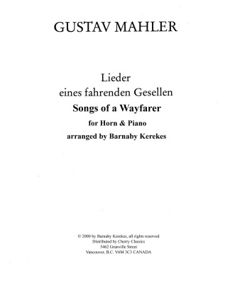 Songs of a Wayfarer - Mahler/Sparkes - Horn/Piano - Sheet Music