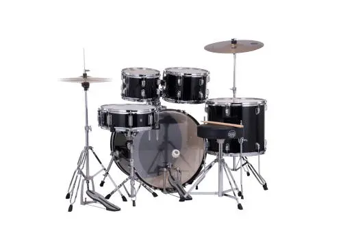 Comet 5-Piece Drum Kit (22,10,12,16,SD) with Cymbals and Hardware - Dark Black