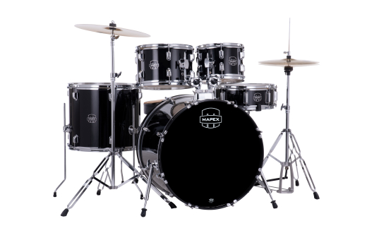 Comet 5-Piece Drum Kit (22,10,12,16,SD) with Cymbals and Hardware - Dark Black