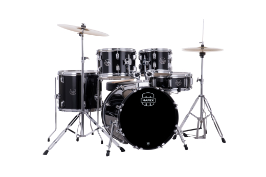 Comet 5-Piece Drum Kit (18,10,12,14,SD) with Cymbals and Hardware - Dark Black