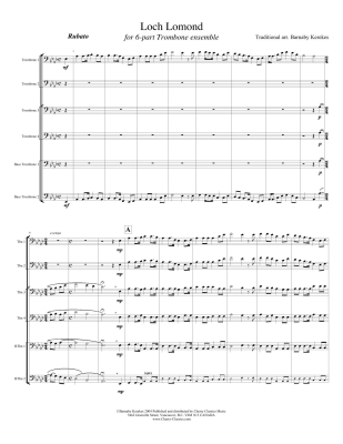 Loch Lomand: Traditional Scottish Folk Melody - Kerekes - 6 Trombones - Score/Parts