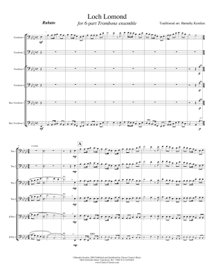 Loch Lomand: Traditional Scottish Folk Melody - Kerekes - 6 Trombones - Score/Parts