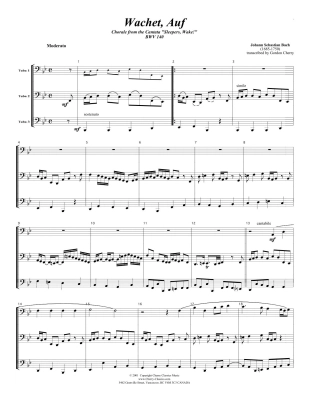 Sleepers Awake (Wachet Auf) - Bach/Cherry - Tuba Trio - Score/Parts