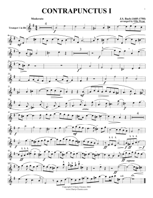 Contrapunctus No. 1 (from \'\'The Art of the Fugue\'\') - Bach/Wean - Brass Quintet - Score/Parts