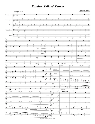 Russian Sailors\' Dance (from \'\'The Red Poppy\'\' ballet) - Gliere/Cherry - Brass Quintet - Score/Parts