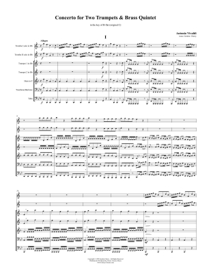 Concerto for 2 Trumpets - Vivaldi/Cherry - 2 Solo Trumpets/Brass Quintet, key of Bb - Score and Parts