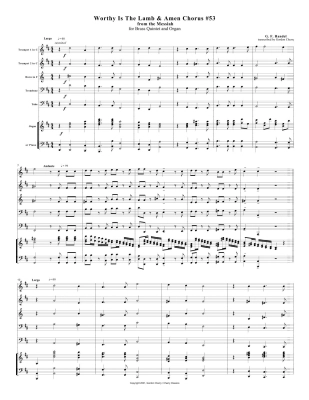 Worthy is the Lamb & Amen Chorus (from the \'\'Messiah\'\') - Handel/Cherry - Brass Quintet/Organ - Score and Parts