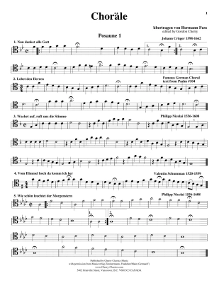 25 Serious and Religious Chorales for Trombone Quartet - Fuss/Cherry - Trombone Quartet - Score/Parts