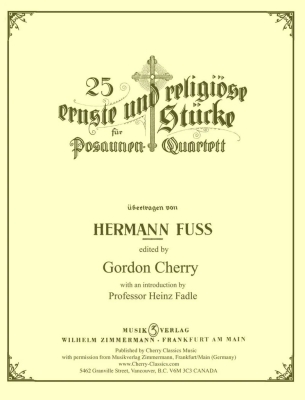 Cherry Classics - 25chorals srieux et religieux pour quatuor de trombones Fuss, Cherry Quatuor de trombones Partition matresse et partitions individuelles