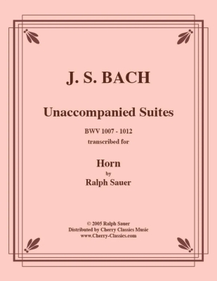 Cherry Classics - Suites sans accompagnement, BWV1007-1012 Bach, Sauer Cor Livre