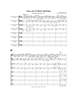 Jesu, Joy of Man\'s Desiring (from Cantata no. 147) - Bach/Schultz - 8 Trombones - Score/Parts