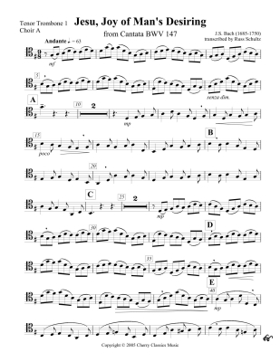 Jesu, Joy of Man\'s Desiring (from Cantata no. 147) - Bach/Schultz - 8 Trombones - Score/Parts