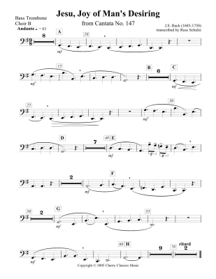 Jesu, Joy of Man\'s Desiring (from Cantata no. 147) - Bach/Schultz - 8 Trombones - Score/Parts