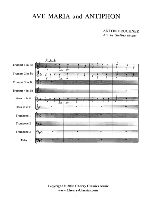 Ave Maria and Antiphon - Bruckner/Bergler - Brass Ensemble - Score/Parts