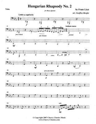 Hungarian Rhapsody No. 2 - Lizst/Bergler - Brass Quintet - Score/Parts