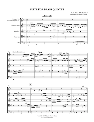 Suite in 6 Movements - Rameau/Bergler - Brass Quintet - Score/Parts