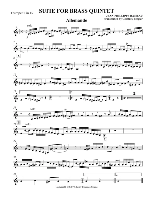 Suite in 6 Movements - Rameau/Bergler - Brass Quintet - Score/Parts