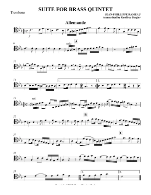 Suite in 6 Movements - Rameau/Bergler - Brass Quintet - Score/Parts