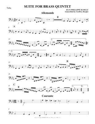 Suite in 6 Movements - Rameau/Bergler - Brass Quintet - Score/Parts