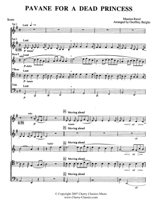 Pavane for a Dead Princess - Ravel/Bergler - Brass Quintet - Score/Parts