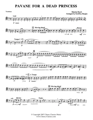 Pavane for a Dead Princess - Ravel/Bergler - Brass Quintet - Score/Parts