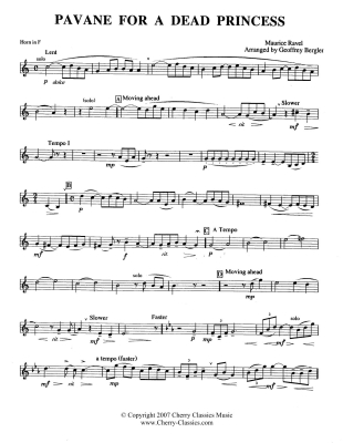Pavane for a Dead Princess - Ravel/Bergler - Brass Quintet - Score/Parts