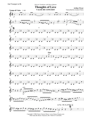 Thoughts of Love - Pryor/Cherry - Brass Quintet (Trombone Solo) - Score and Parts