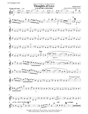 Thoughts of Love - Pryor/Cherry - Brass Quintet (Trombone Solo) - Score and Parts