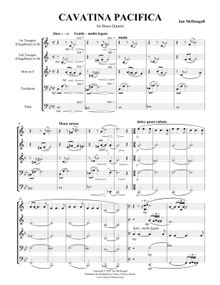 Cavatina Pacifica - McDougall - Brass Quintet - Score/Parts