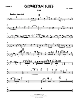 Cabbagetown Blues - Hanson - 6 Trombones/Rhythm Section - Score/Parts