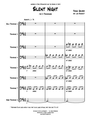 Silent Night - Gruber/Benedict - 8 Trombones - Score/Parts