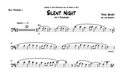 Silent Night - Gruber/Benedict - 8 Trombones - Score/Parts