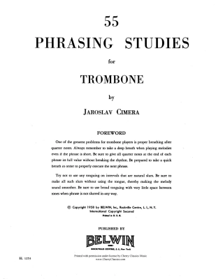 55 Phrasing Studies - Cimera - Trombone - Book