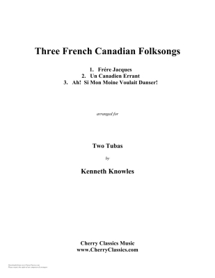 Three French Canadian Folksongs - Knowles - Tuba Duet - Book