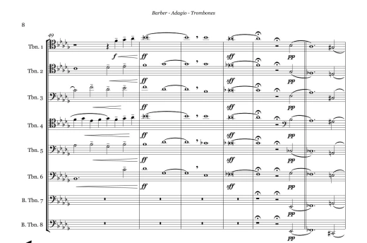 Adagio for Strings - Barber/Pugh - 8 Trombones - Score/Parts