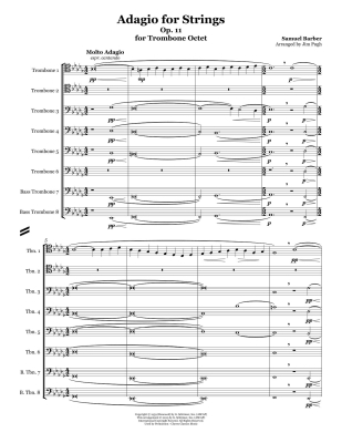 Adagio for Strings - Barber/Pugh - 8 Trombones - Score/Parts
