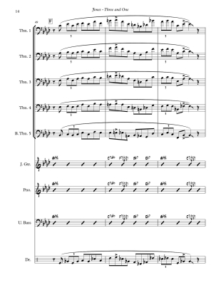 Three and One - Jones/Fletcher - Trombone Quintet/Rhythm Section - Score/Parts