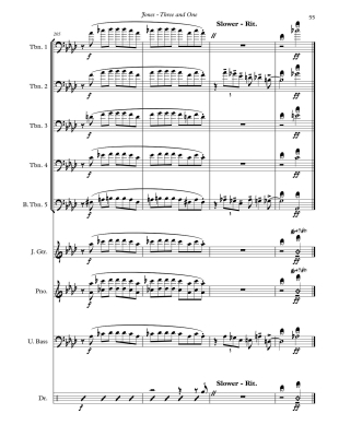 Three and One - Jones/Fletcher - Trombone Quintet/Rhythm Section - Score/Parts