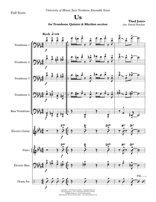 Us - Jones/Fletcher - Trombone Quintet/Rhythm Section - Score/Parts