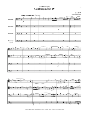 The Art of Fugue BWV 1080, Volume 1 - Bach/Sauer - 4pt Trombone Ensemble - Score/Parts