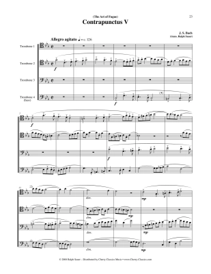 The Art of Fugue BWV 1080, Volume 1 - Bach/Sauer - 4pt Trombone Ensemble - Score/Parts