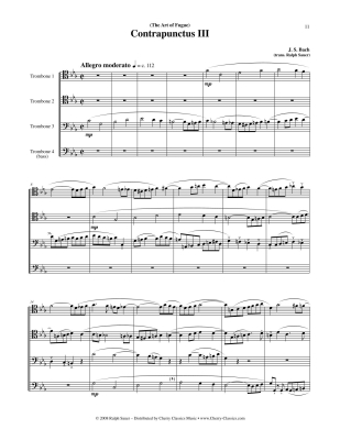 The Art of Fugue BWV 1080, Volume 1 - Bach/Sauer - 4pt Trombone Ensemble - Score/Parts
