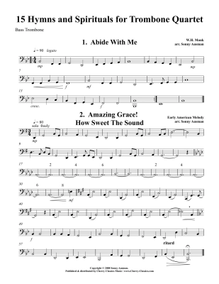 15 Hymns & Spirituals (Bass Clef Edition) - Ausman - Trombone Quartet - Score/Parts