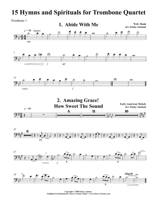 15 Hymns & Spirituals (Bass Clef Edition) - Ausman - Trombone Quartet - Score/Parts